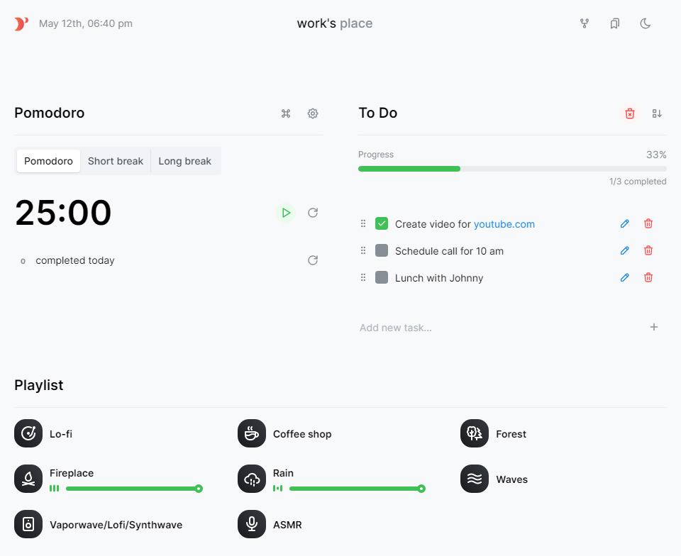 Daily place with tasks